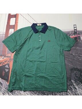 Perlis Polo Shirt Men Size XL Performance Golf Lobster Logo Short Sleeve Striped
